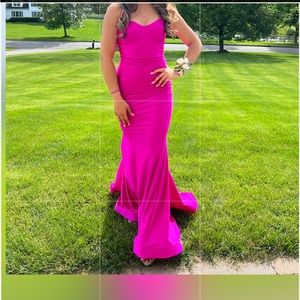 Hot pink prom dress